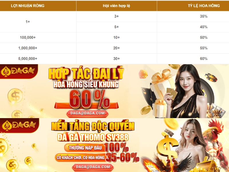 Chính sách tính hoa hồng cho Đại Lý